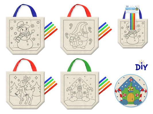 Seasonal Wonders: Canvas DIY Gift/Trinket Bag w/4 Markrs Holiday Trendz