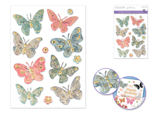 Paper Craft Sticker: 10cmx23cm Glitter Pastel Butterfly