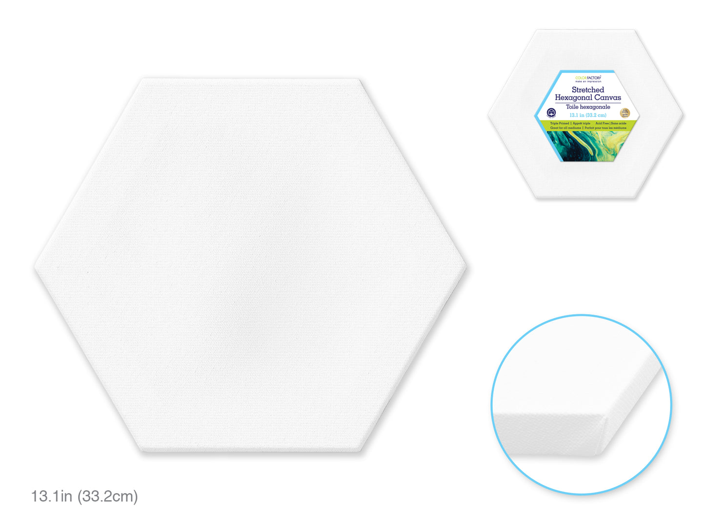 Stretch Artist Canvas: Hexagon 13" Triple-Primed Back-Stapled