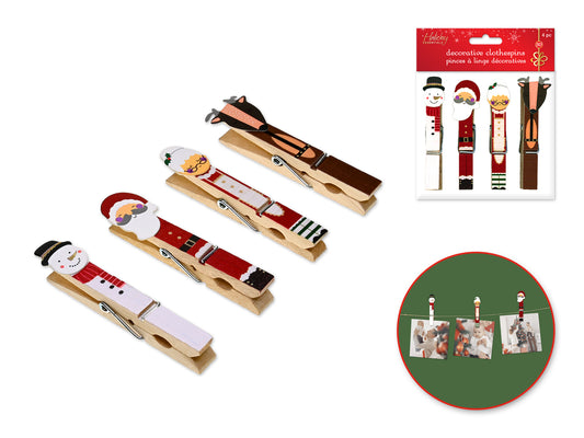 Seasonal Essentials: Character Clothespins x4 Holiday Icons