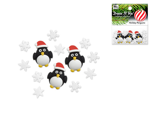 Holiday Paper Craft: Seasonal Dress-It-Up Bits Painted Embellishments 11655 Holiday Penguins