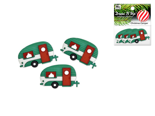 Holiday Paper Craft: Seasonal Dress-It-Up Bits Painted Embellishments 12392 Christmas Camper