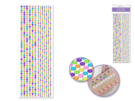 Paper Craft Sticker: 10cmx27cm Jewel Borders C) Gem Lines Multi