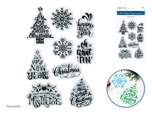 Holiday Trendz: 4.3"x6.3" Clear Stamps Reusable Holiday Sentiments