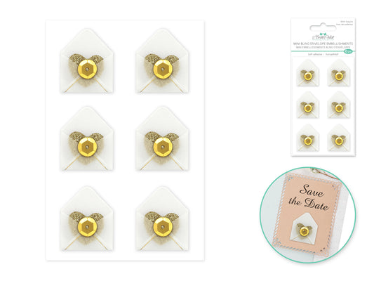 A Brides Wish: 0.9"x1.1" Mini Bling Vellum Envelope x6 Self-Stick