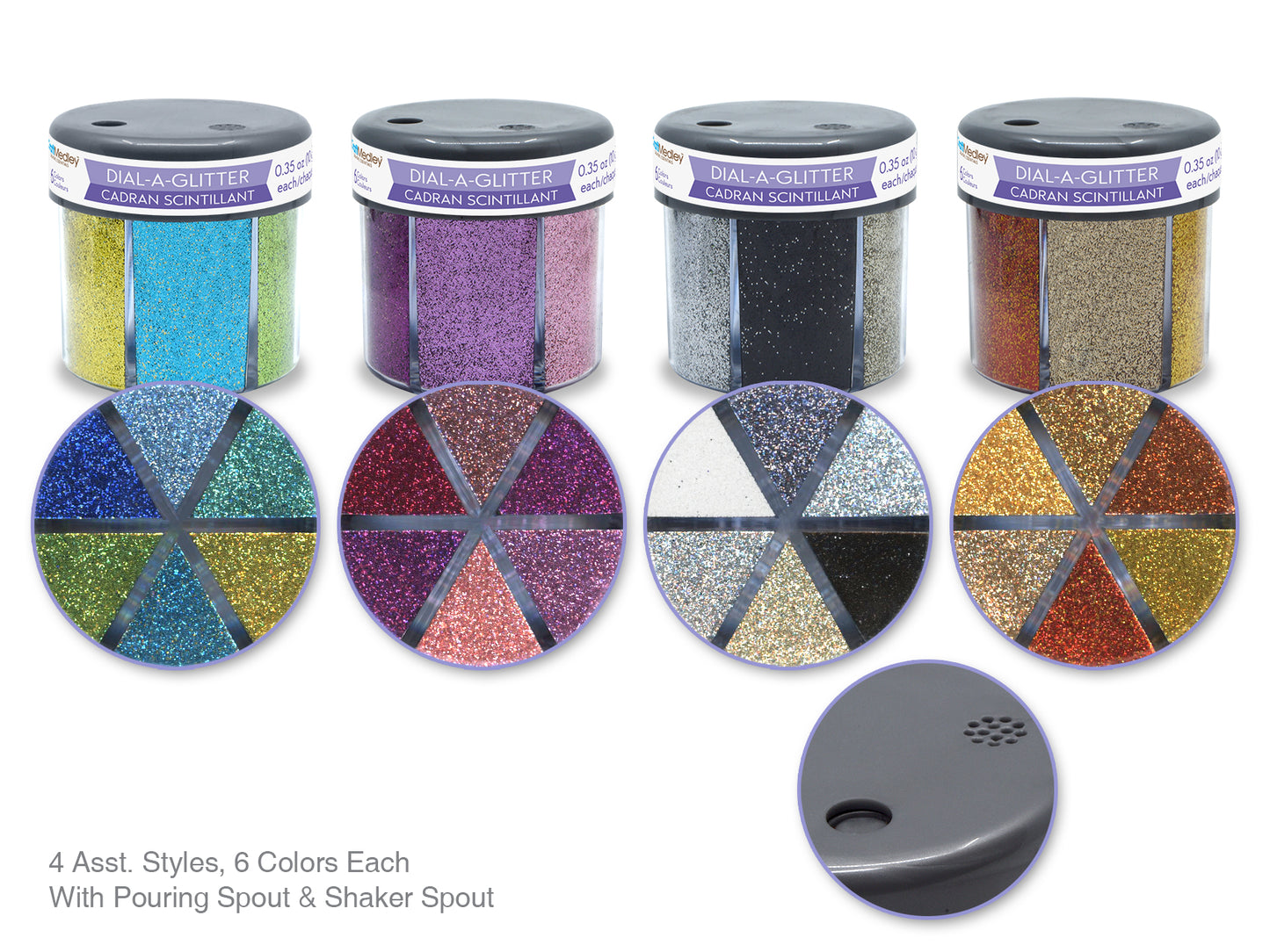 Twinkle Town: 60g Glitter Jar Dial-A-Glitter 6-Col Asst