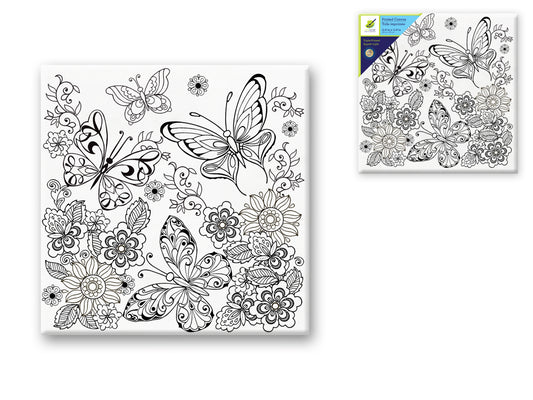 Stretch Artist Printed Canvas: 12"x12" Primed Back-Stapled - Butterfly Garden
