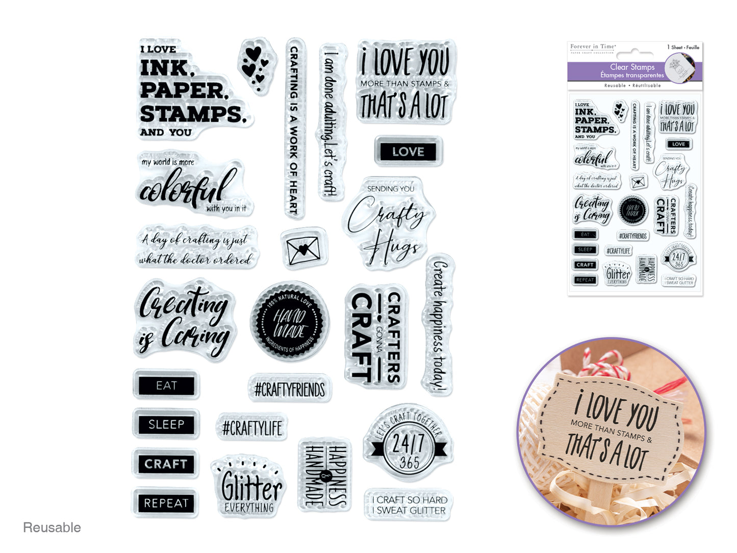 Clear Stamps:  Reusable