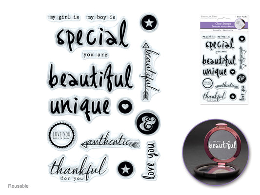 Clear Stamps: 4.3"x6.3" Reusable  You Are Unique