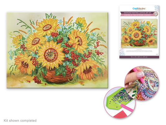 Diamond Painting Art Kit 12"x16" Sunflower Pot