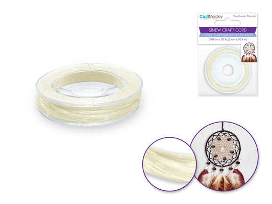 Jewelry/Craft Cord: 2mmx10yds Sinew Poly-Waxed