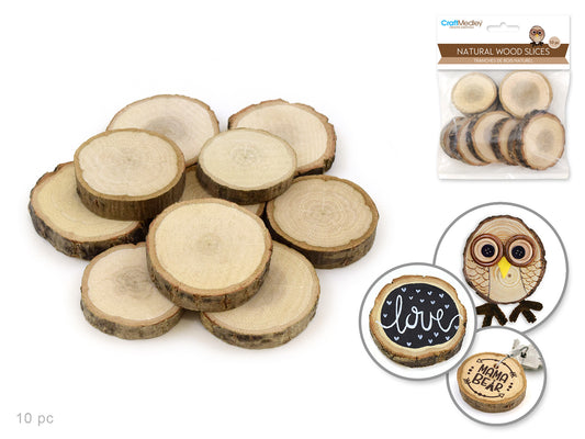 Craftwood: 2.5-4cmx0.8cm Natural Wood Trunk Slices x10