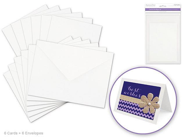 Forever in Time  Cardmaking: 4.5"x6" Cards + Envelopes 6sets A6  White