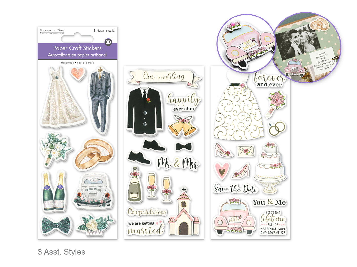Handmade Sticker: 3D Themed Elements 250gsm  Happily Ever After