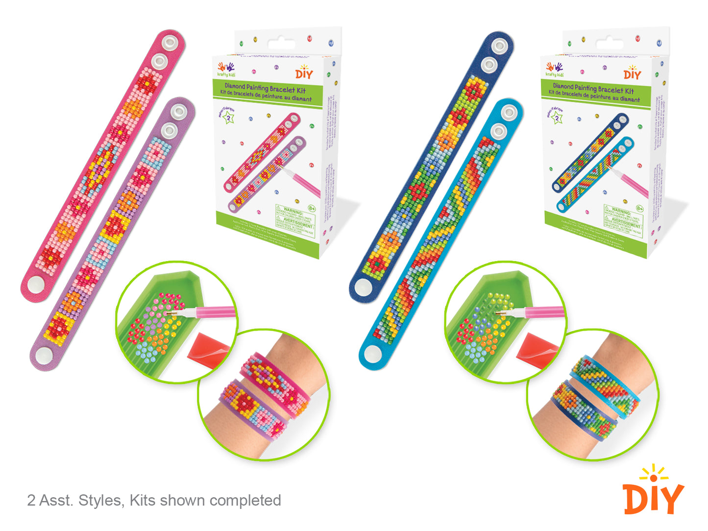 Krafty Kids Kit: Diamond Painting DIY Bracelet x2 w/Snaps