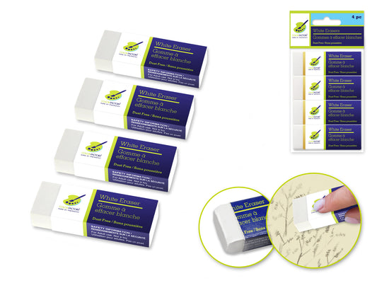 Color Factory Tool: Eraser White Non-Dust 4pc 2.4x0.85x0.5"
