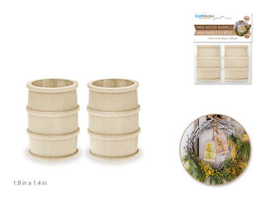 Craftwood: 1.9"x1.4" Mini Barrels 2pc Natural Routered Bands