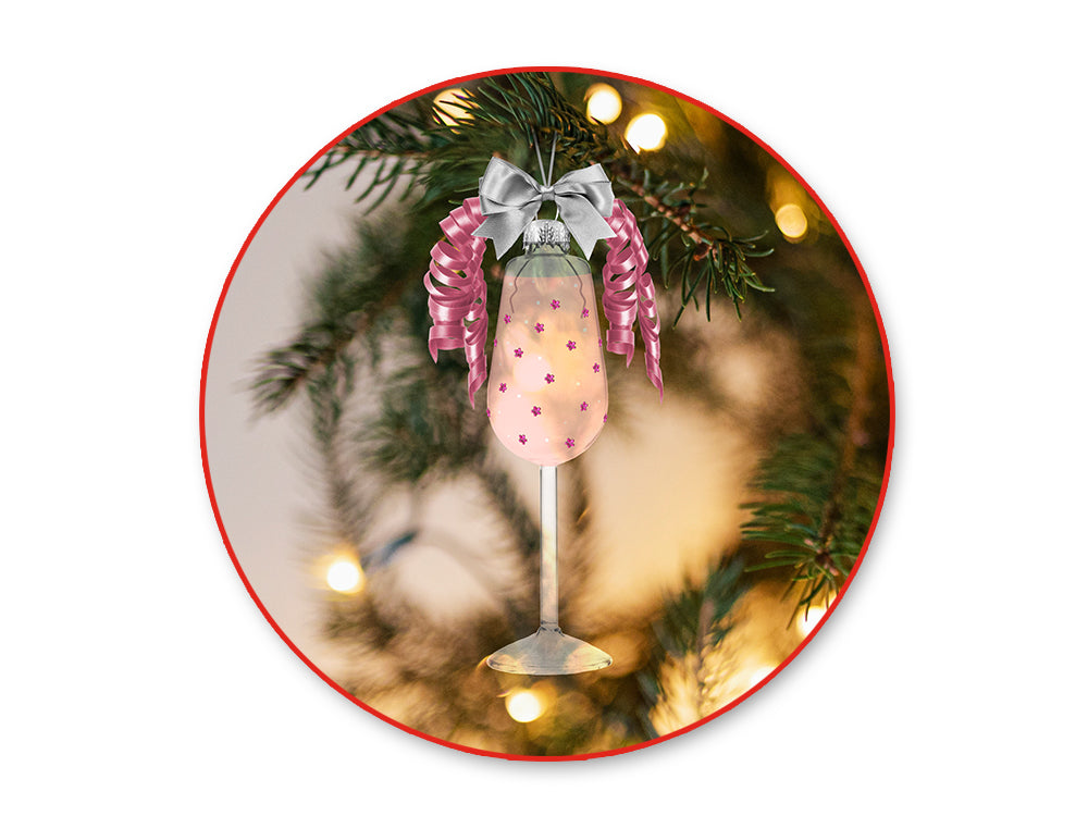 Seasonal Décor: 11.5cm Mini Wine Bottle Clear Glass Orn w/Metal Hanger