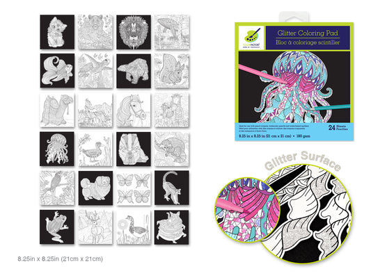 Color Factory: Glitter Coloring Pad 8.25"X8.25" 180Gsm 24Sht  Wild Things
