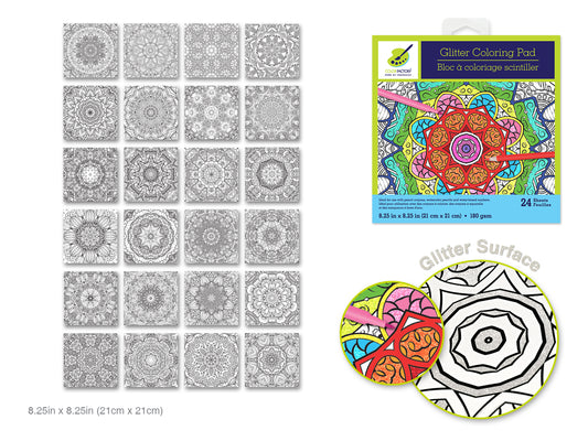 Color Factory: Glitter Coloring Pad 8.25"X8.25" 180Gsm 24Sht  Mandala Mania