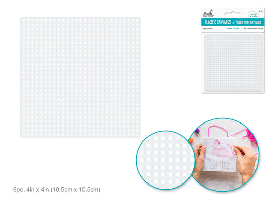 Plastic Canvas: 7-Mesh 4"x4" Square 6pc Clear