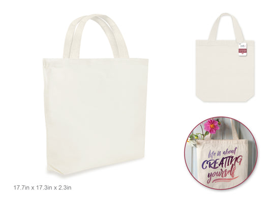 Canvas Bag: 17.7"x17.3"x2.3" DIY w/Canvas Handle