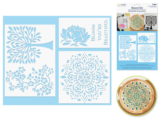 Color Factory: 3pk Multi-Media Stencil Set Asst Sizes  Bloom