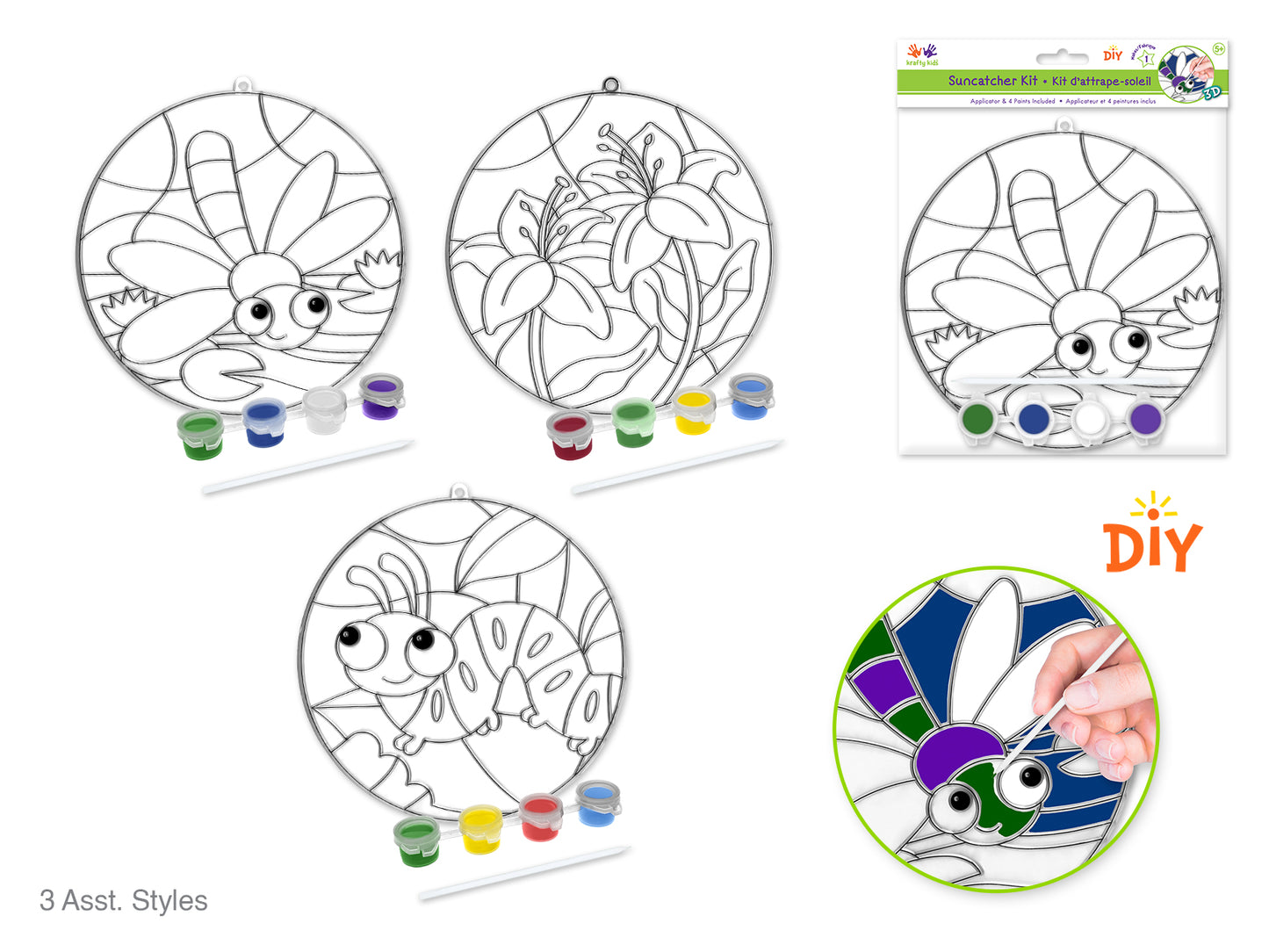 Krafty Kids Kit: 3D DIY Large Suncatcher w/4 Paints&Applctr  Nature Fun