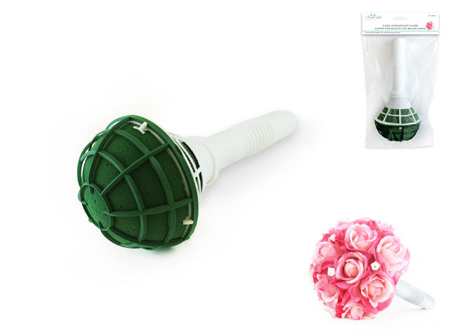 A Brides Wish: Floral Foam Bouquet Holder- Wet 7.5" Straight