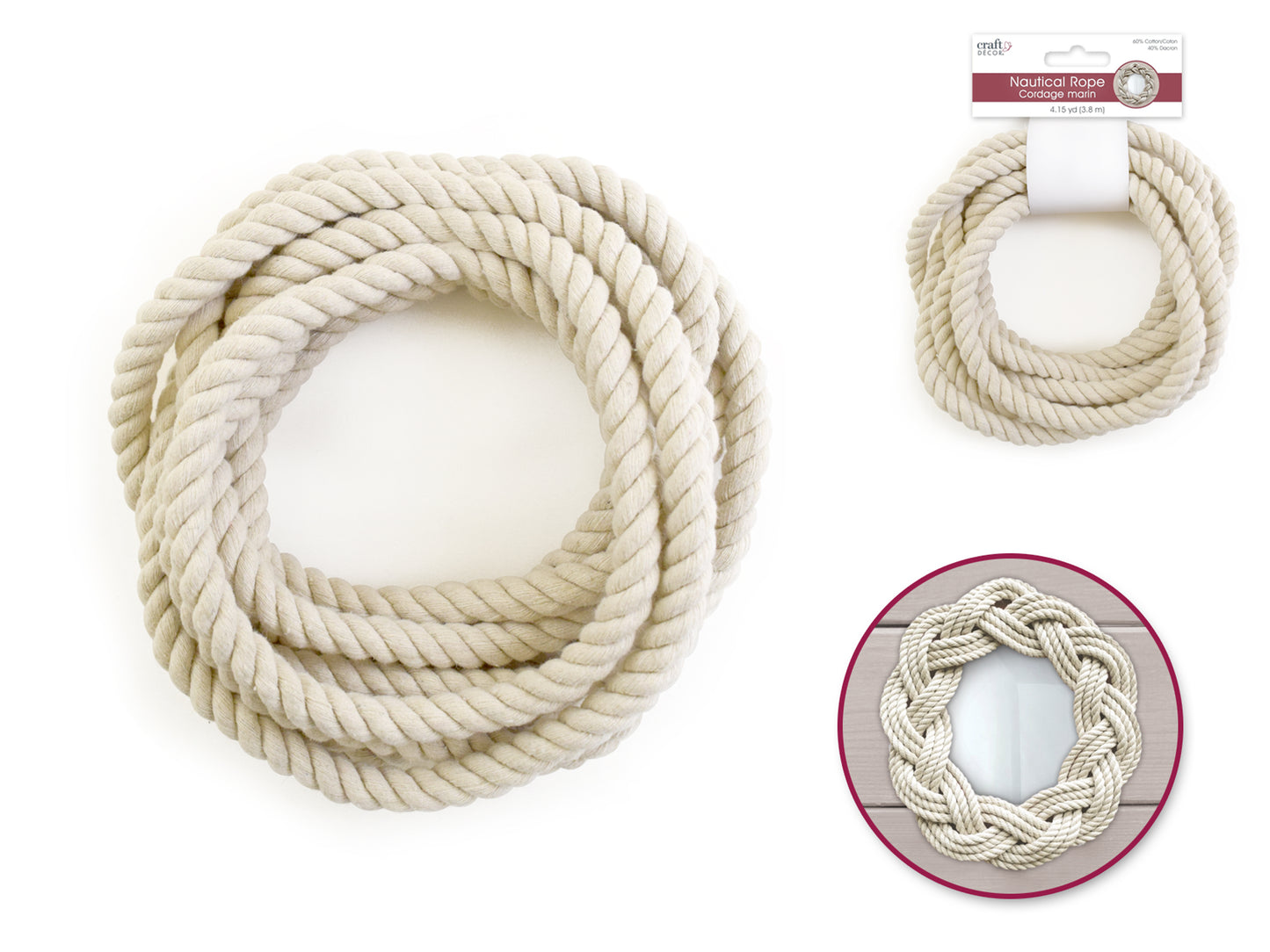 Craft Decor: Nautical Rope Cotton  10mm x 3.8m