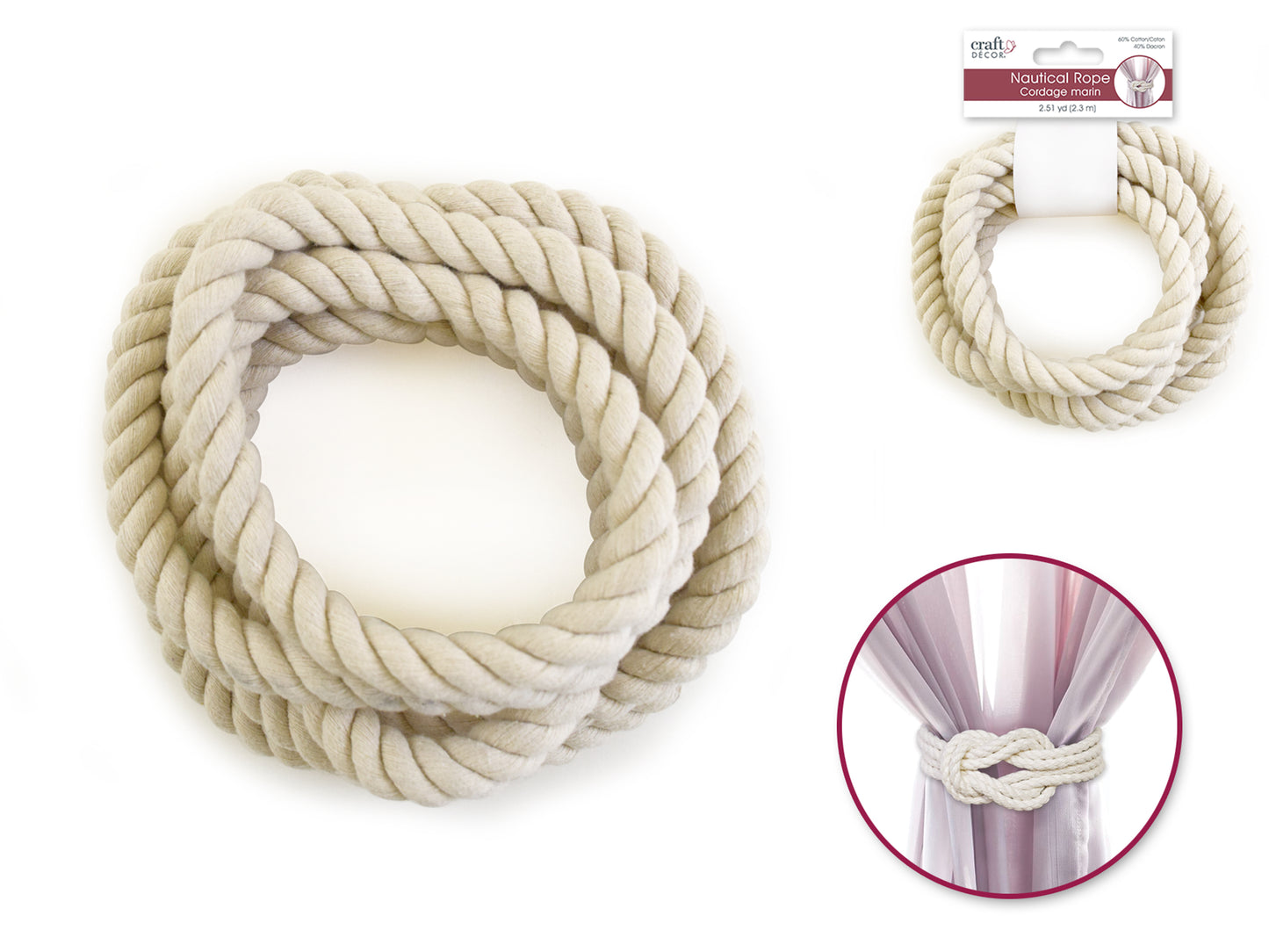 Craft Decor: Nautical Rope Cotton  13mm x 2.3m