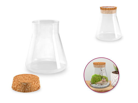 Craft Décor: 10x12cm DIY Beaker Clear Glass w/Cork Stopper