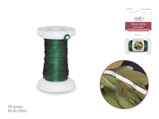 Floral Spool Wire: 26g Green 20m (0.45mm)