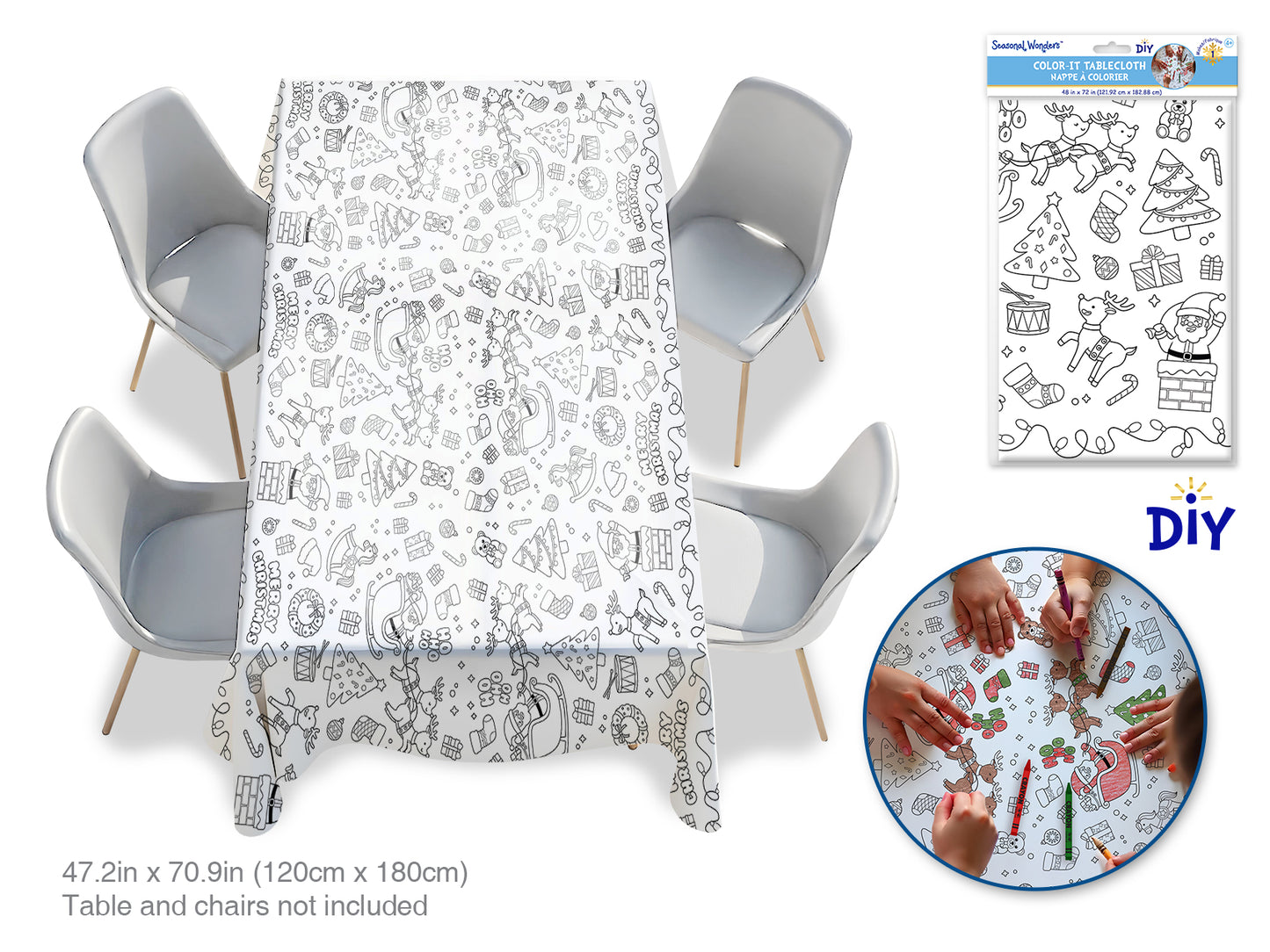Holiday Trendz: 47.2"x70.9" (4'x6') DIY Color-It Tablecloth 50gsm