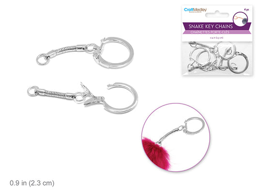 Jewelry Findings: 2.3cm Snake Key Chain 5.8cm(L)  Silver 4 pc