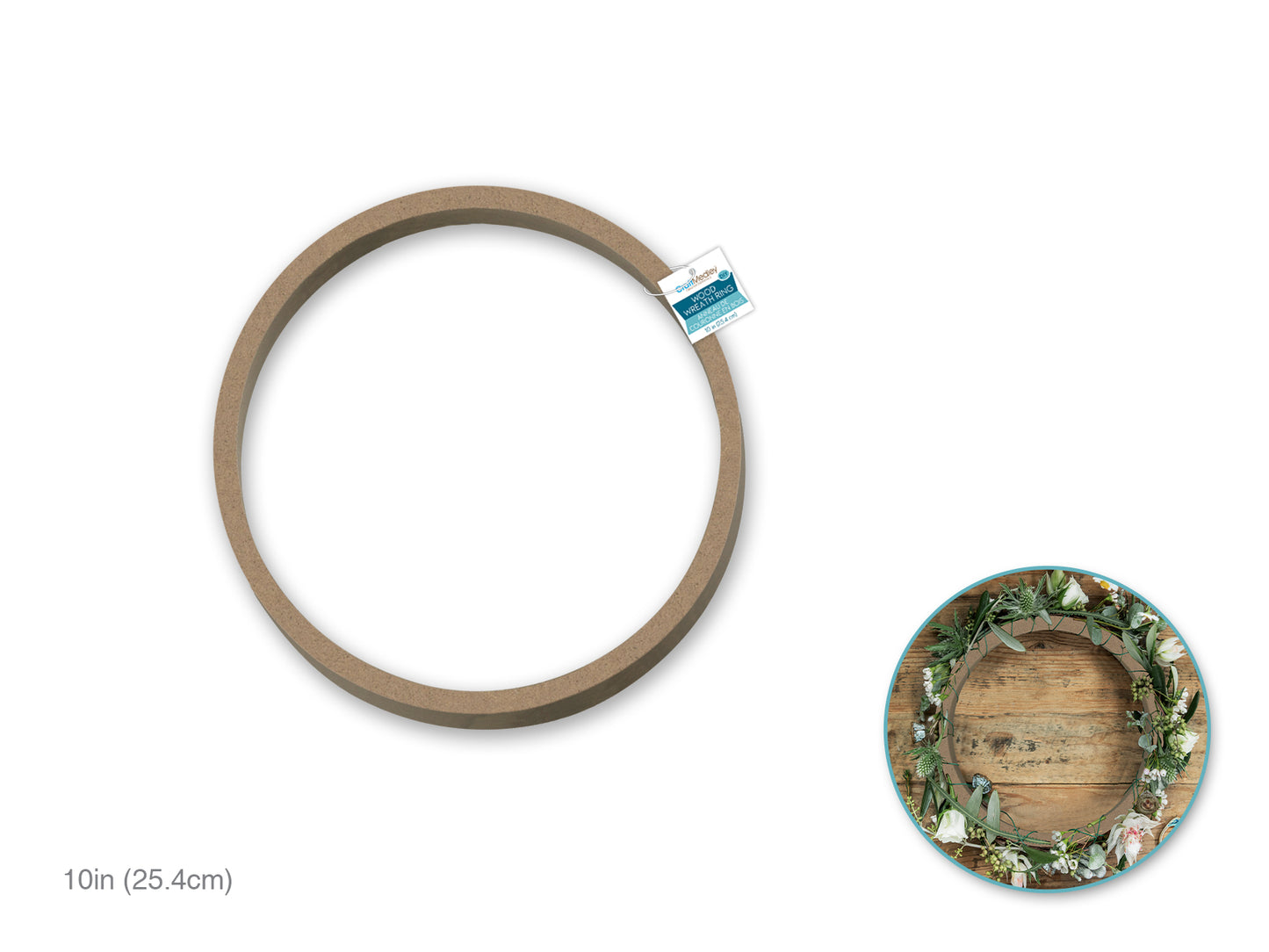 Wood Wreath Ring: 10" 0.35"(W)*0.47(T)