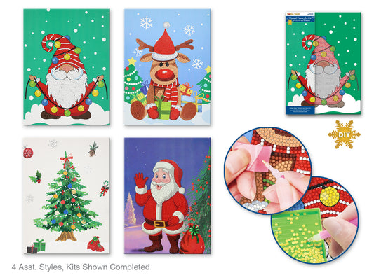 Holiday Canvas: Diamond Art Kit 8.7"x11.8" w/Gems+Tool+Tray Holiday Icons