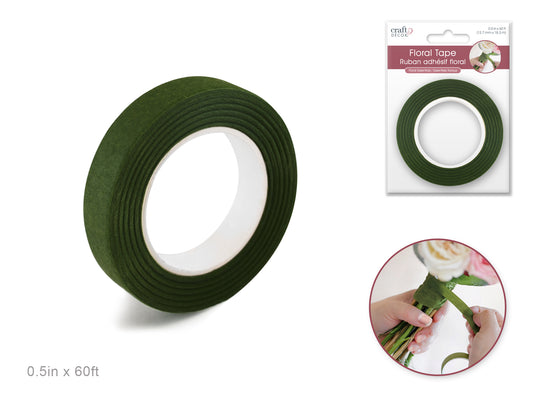 Floral Tape Stem Wrap: 1/2" x 20yds - Moss Green