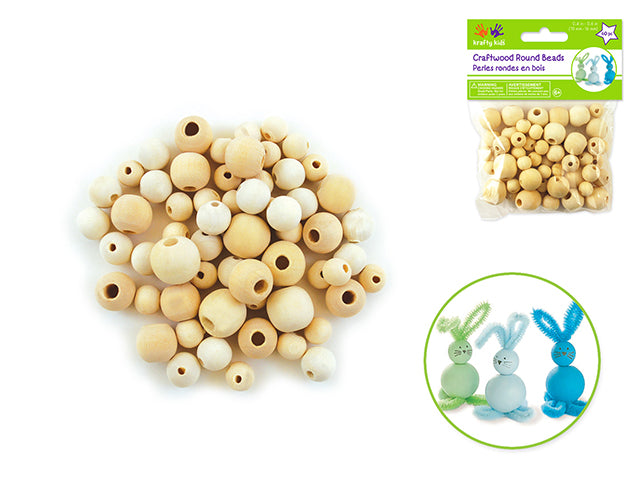 Craftwood: 10mm-16mm Asst Round Beads 60/pk Natural