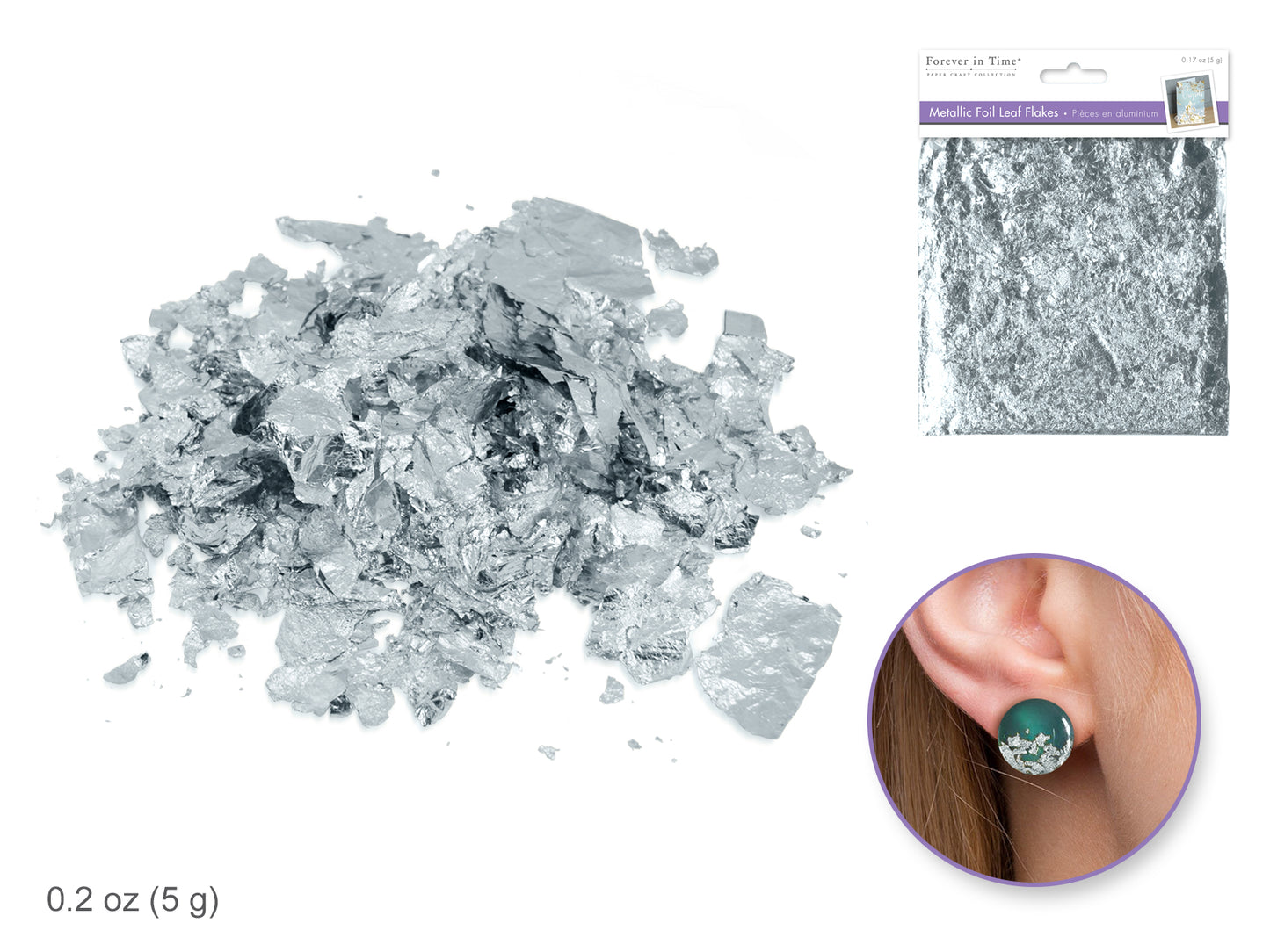 Paper Craft Embellishment: 5g Metallic Foil Leaf Flakes