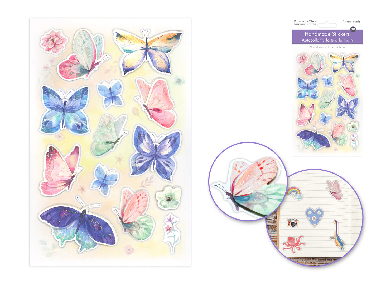 Handmade Sticker: 3D Glitter Cardstock Elements 250gsm