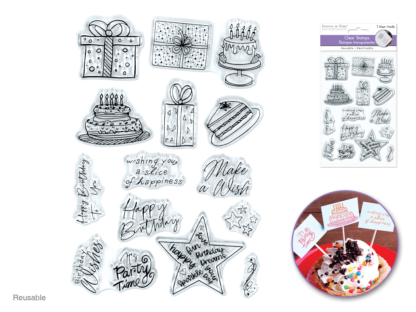 Clear Stamps:  Reusable