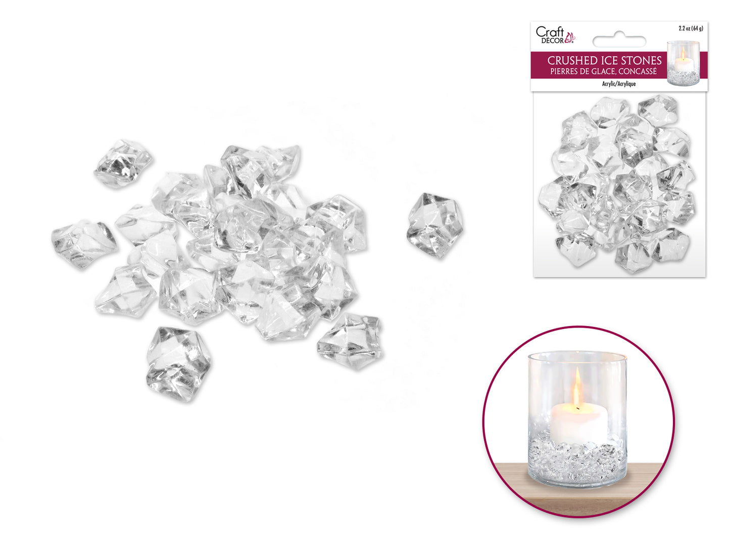 Craft Décor: 65g Crushed Ice Acrylic Stones
