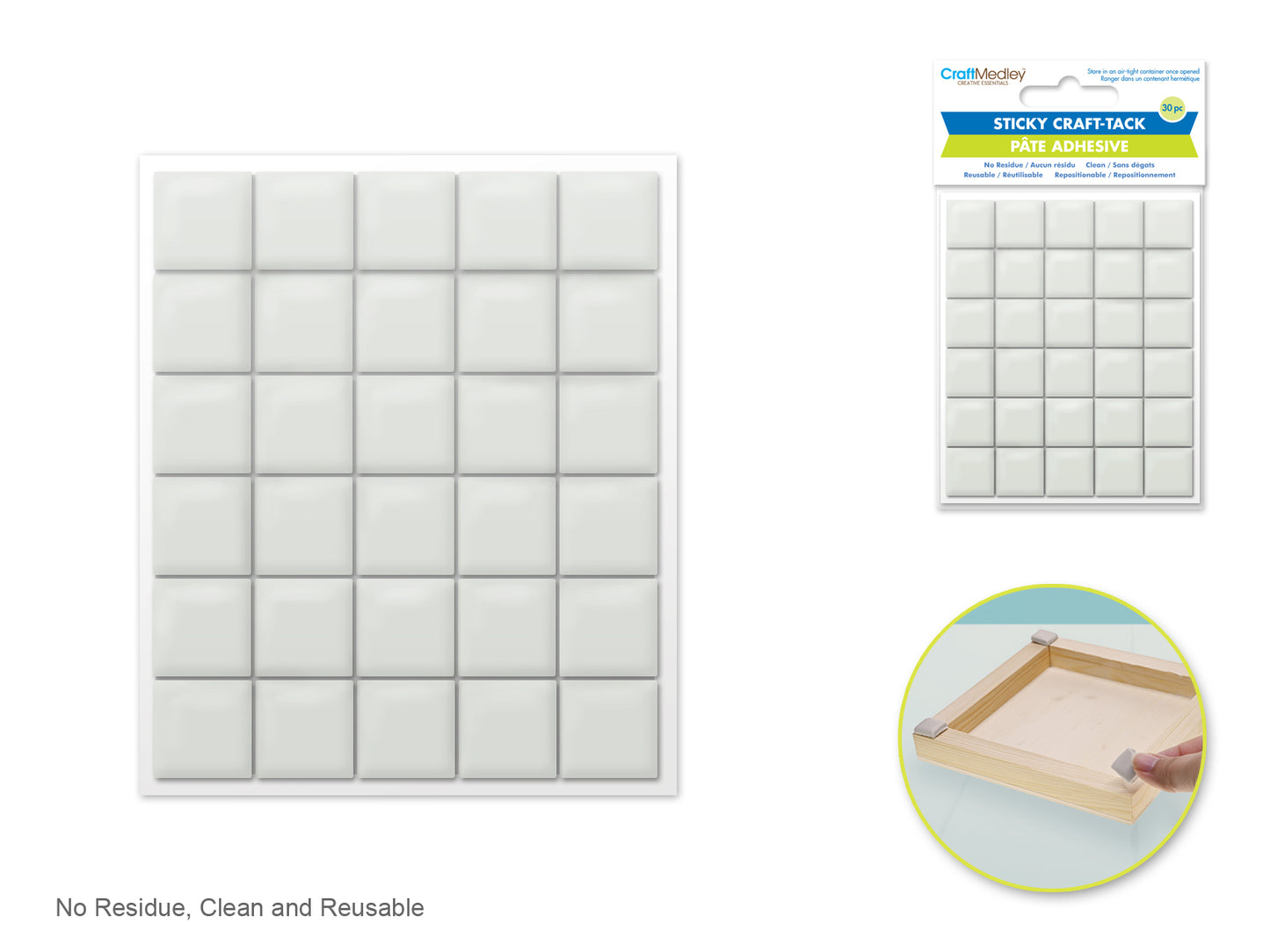 Craft Medley Adhesive: 1.5cm*1.5cm Sticky Craft-Tack Squares 30ct (6 by 5)