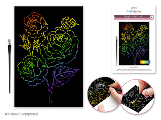 Craft Medley Kit: Deluxe Engraving Art DIY Kit Holographic~ Rose Bush