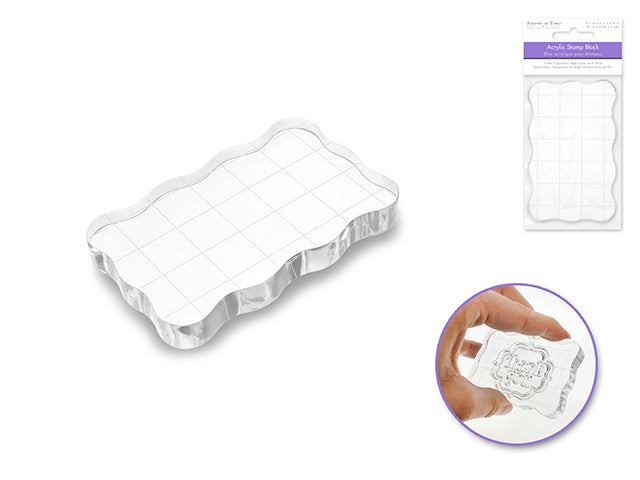 Clear Acrylic Stamp Block: 8cmx5cmx1cm Ergonomic Applicator w/Grids