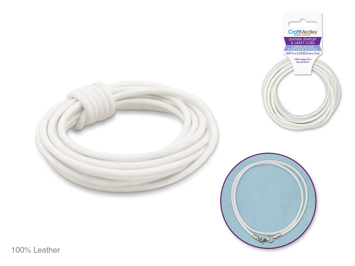 Jewelry/Craft Cord: 100% Leather 2mm Round 2m