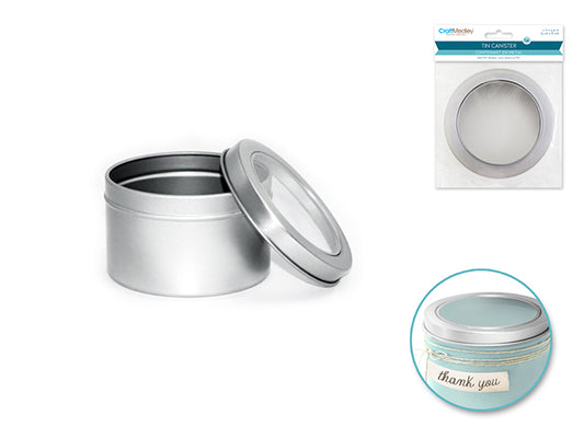 Craft/Bead Storage: 5cmx8cm Tin Canister w/Window