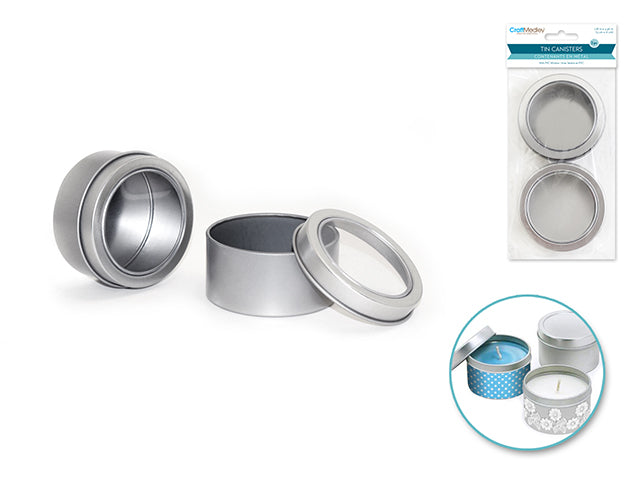 Craft/Bead Storage: 3cmx6cm Tin Canister x2 w/Window