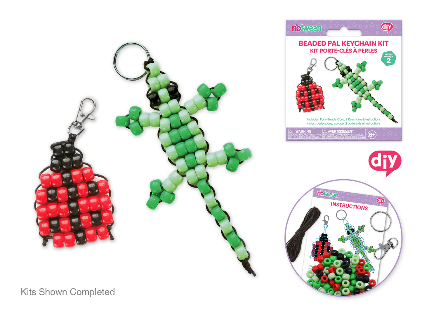 Krafty Kids Kit: DIY Pony Bead Pals Keychain Kits w/Cord&Findings